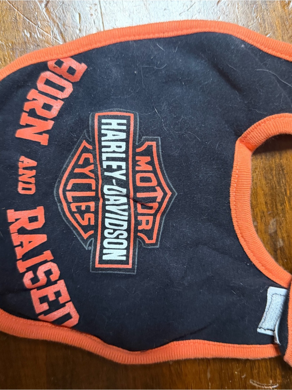 Harley-Davidson Black and Orange 3-6 month Bib with Logo